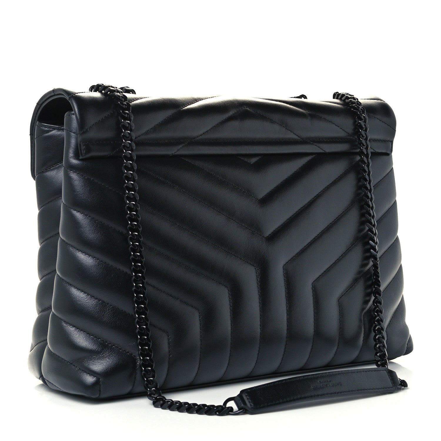 Saint Laurent Calfskin Y Quilted Monogram Medium Loulou Chain Satchel Black 3 of 12