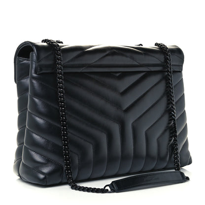 Saint Laurent Calfskin Y Quilted Monogram Medium Loulou Chain Satchel Black 3 of 12