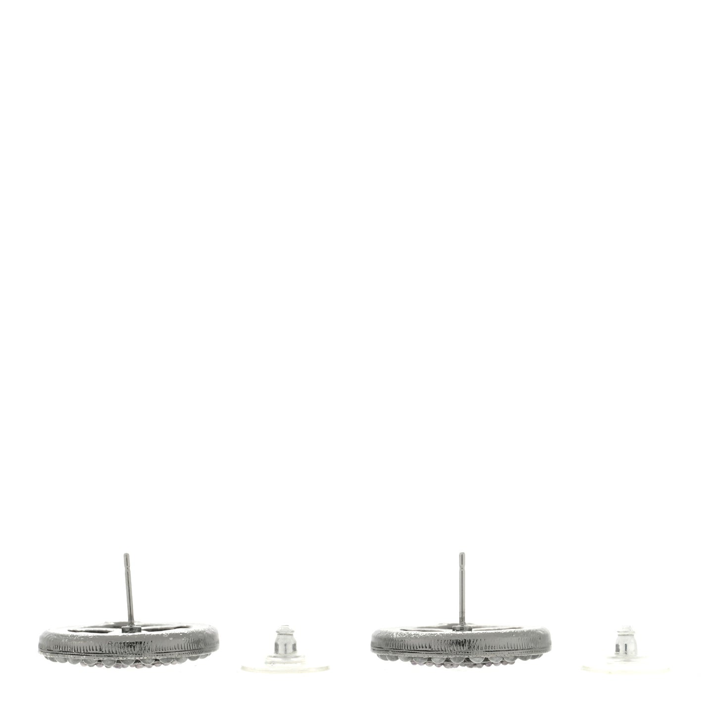 Ruthenium Pearl CC Round Earrings Dark Grey