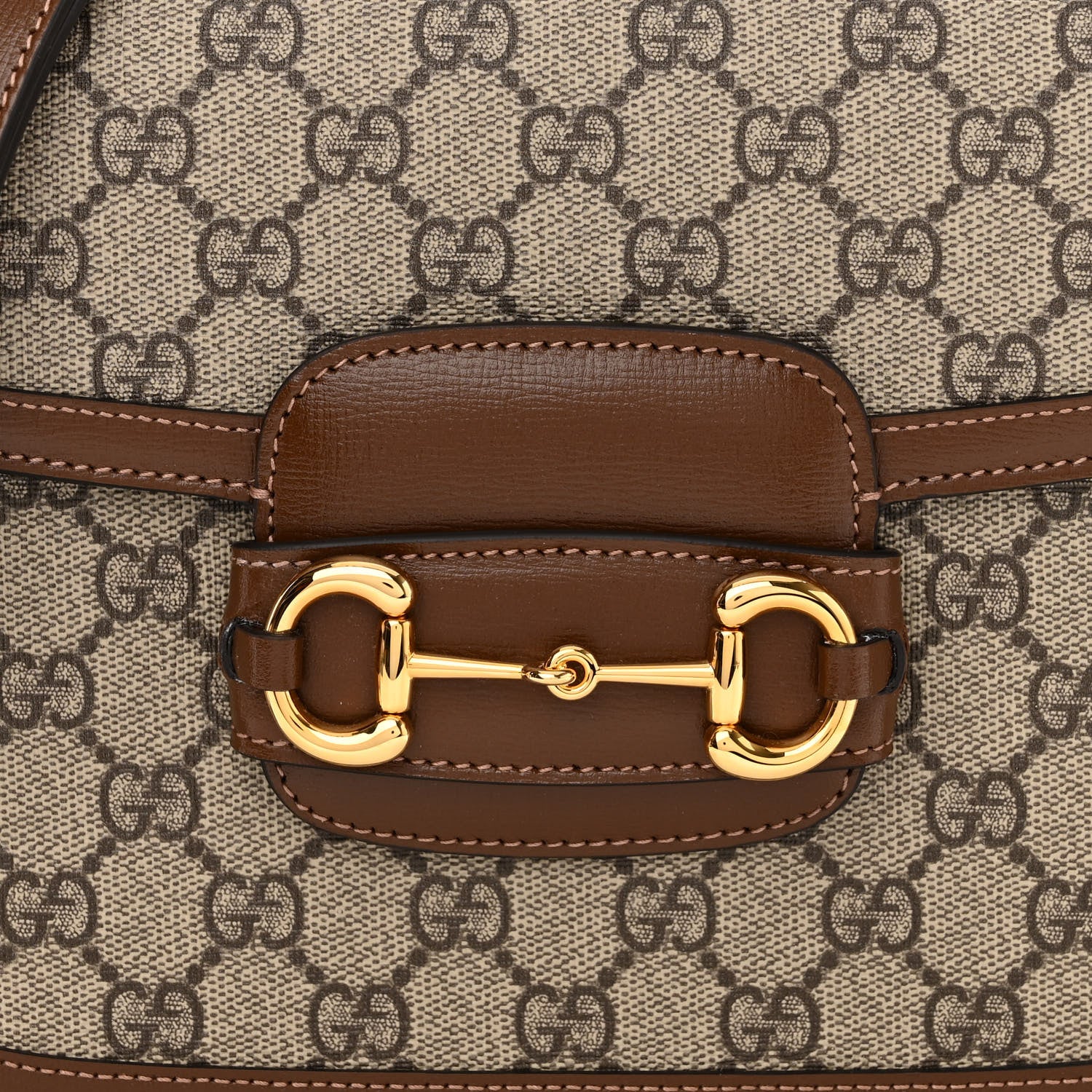 Gucci GG Supreme Monogram Horsebit 1955 Shoulder Bag Beige Brown Sugar 7 of 9