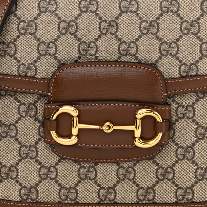 Gucci GG Supreme Monogram Horsebit 1955 Shoulder Bag Beige Brown Sugar 7 of 9