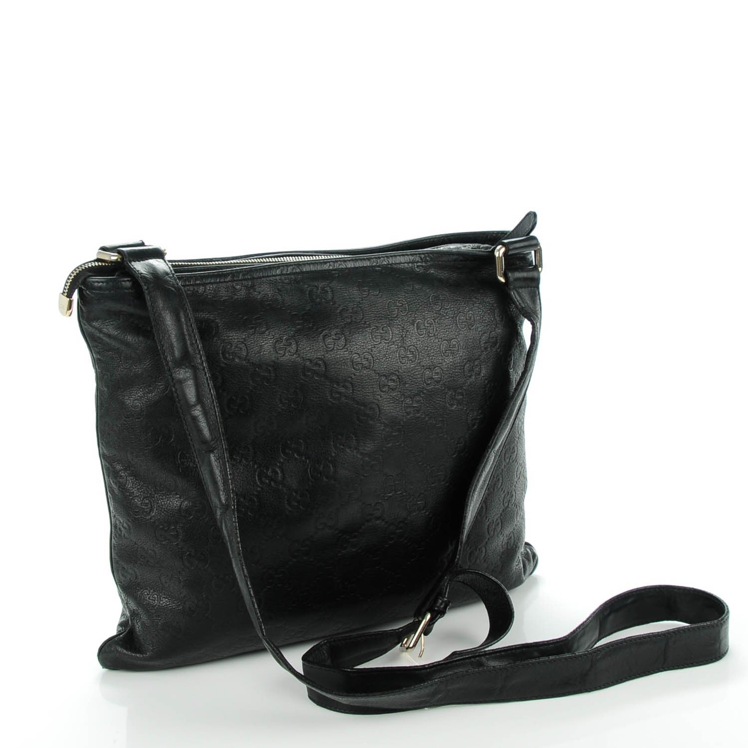 Gucci Guccissima Medium Flat Messenger Bag Black 3 of 7