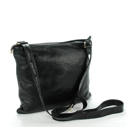 Gucci Guccissima Medium Flat Messenger Bag Black 3 of 7