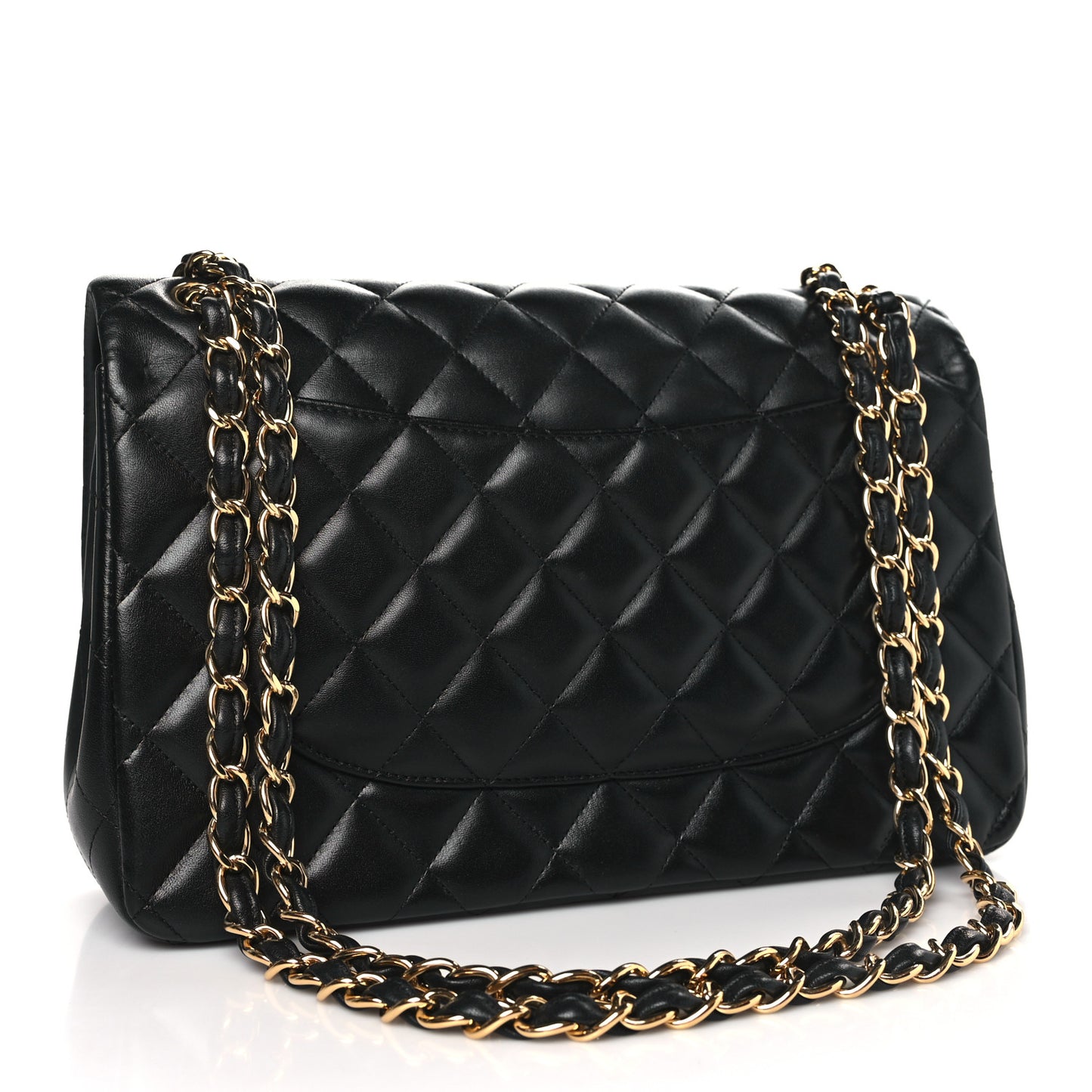 Lambskin Quilted Jumbo Double Flap Black