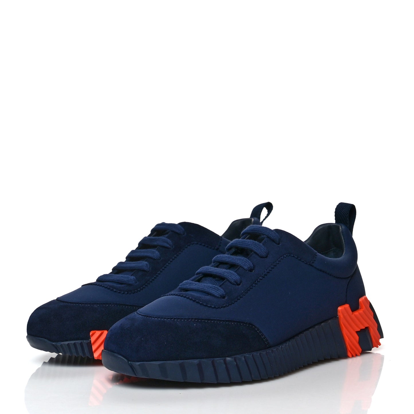 Technical Jersey Suede Goatskin Bouncing Sneakers 38.5 Marine