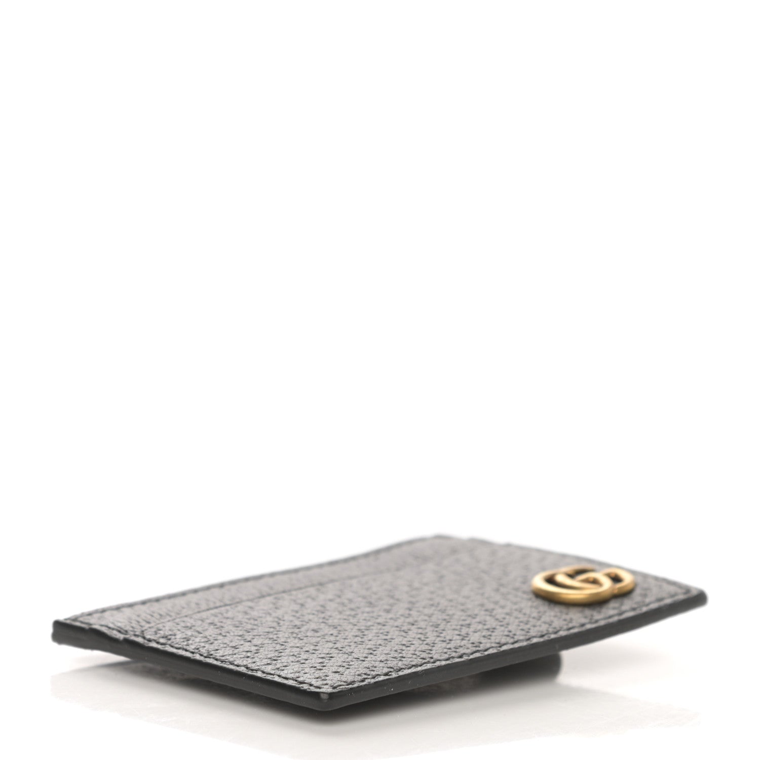 Gucci Calfskin Boar Effect GG Marmont Card Holder Money Clip Black 3 of 6