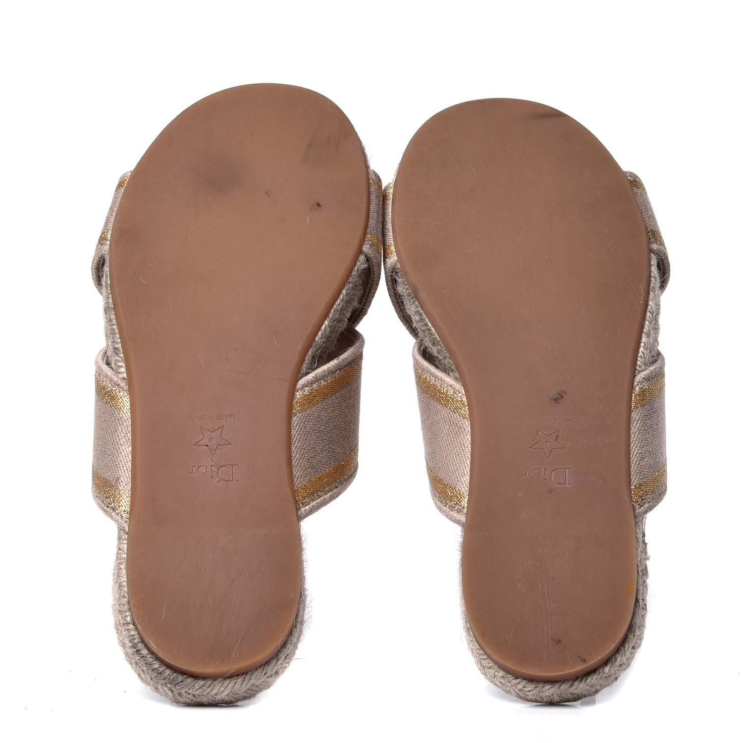 Christian Dior Canvas Embroidered Granville Espadrille Crisscross Flat Slide Sandals 41 Cream 5 of 6