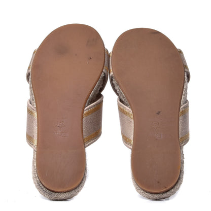 Christian Dior Canvas Embroidered Granville Espadrille Crisscross Flat Slide Sandals 41 Cream 5 of 6