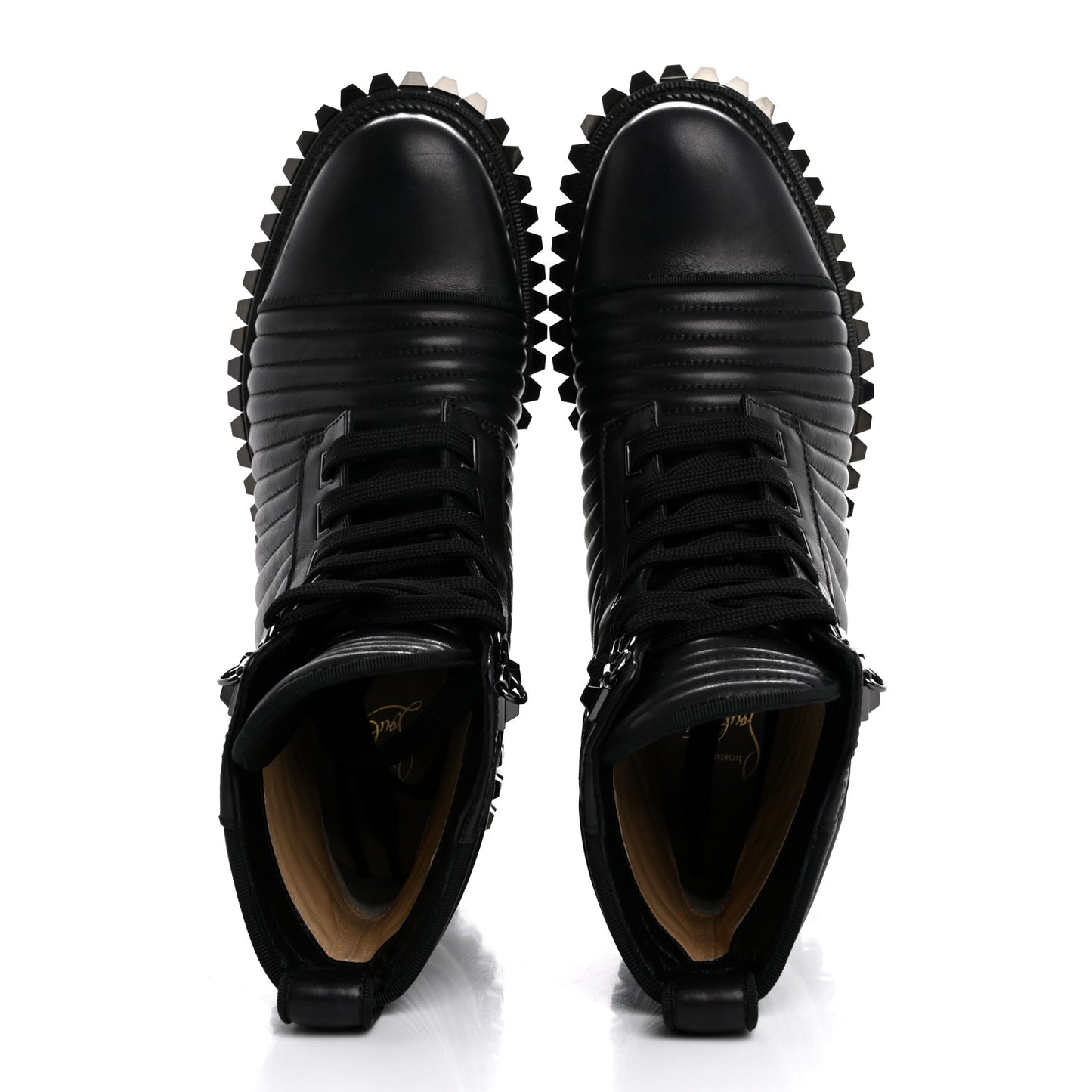 Calfskin Quilted Yetota Combat Boots 38.5 Black