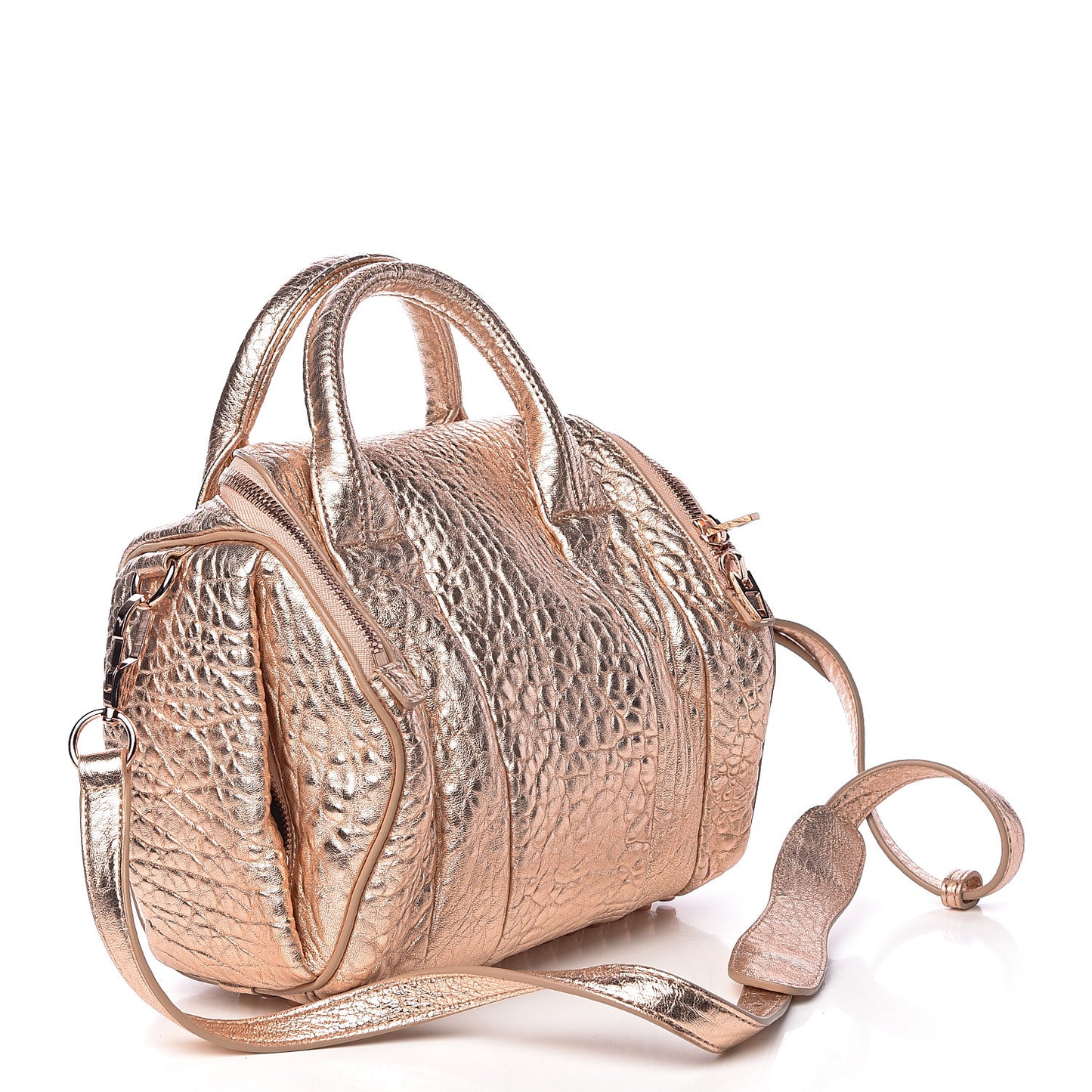 Metallic Pebbled Lambskin Rockie Rose Gold Hardware