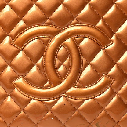 Chanel Metallic Patent Quilted Grand Shopping Tote GST Bronze 9 of 16