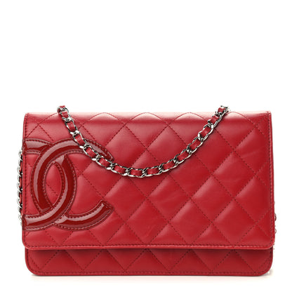 Chanel Calfskin Quilted Cambon Wallet On Chain WOC Red 1 of 11