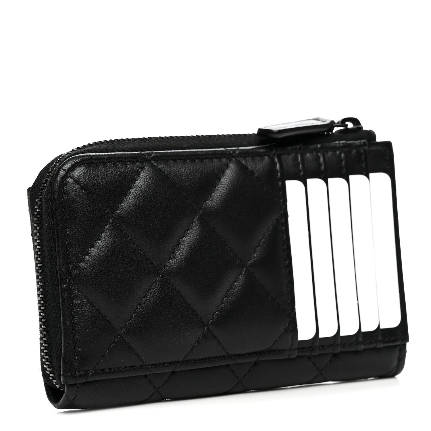 Chanel Lambskin Quilted Zip Card Holder So Black 3 of 8