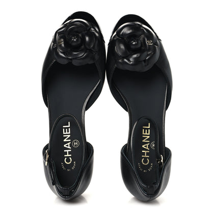 Chanel Lambskin Patent Calfskin Cap Toe Camellia Mary Jane Flats 37.5 Black 2 of 8