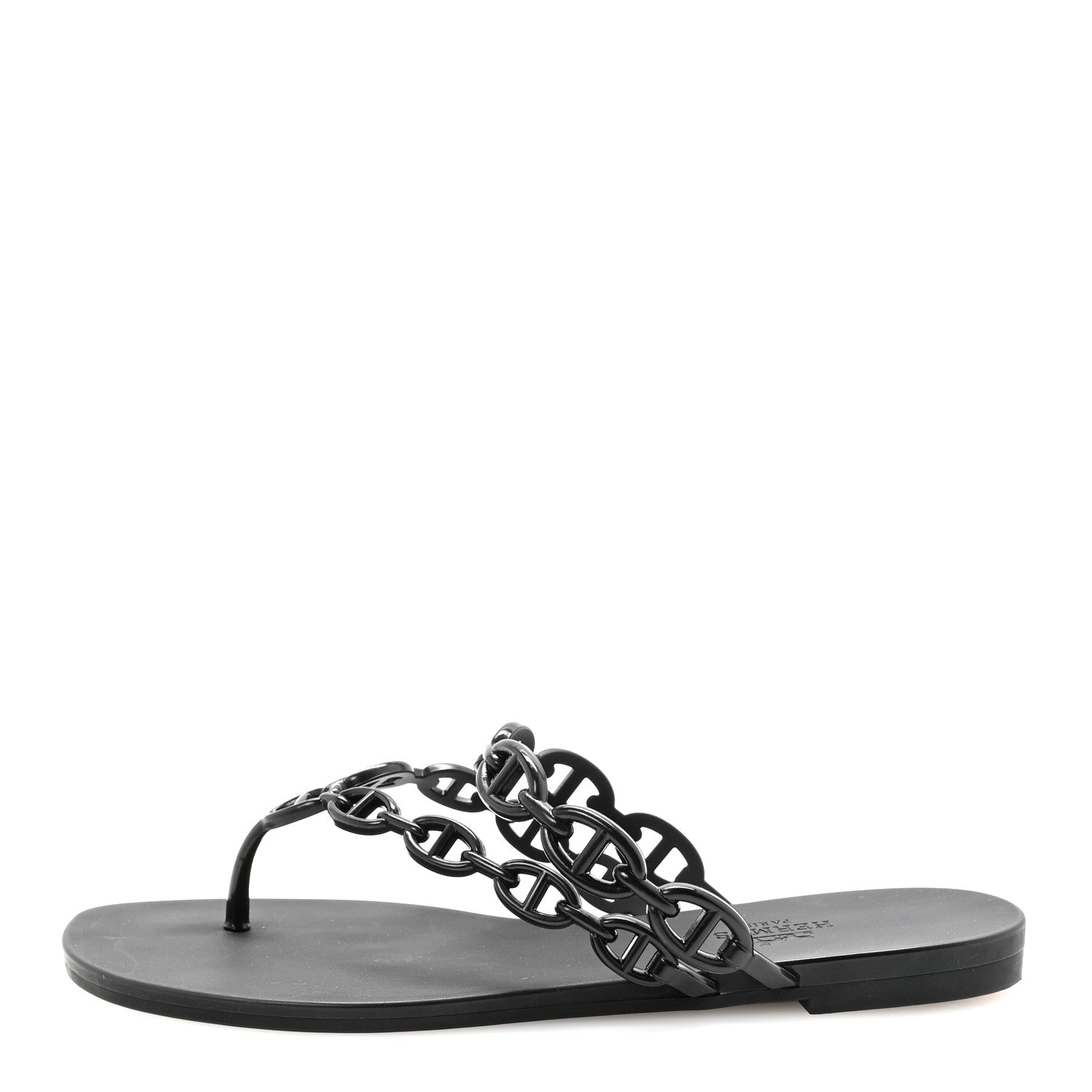 Hermes Rubber Chaine d'Ancre Island Sandals 37 Black 1 of 8