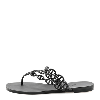 Hermes Rubber Chaine d'Ancre Island Sandals 37 Black 1 of 8