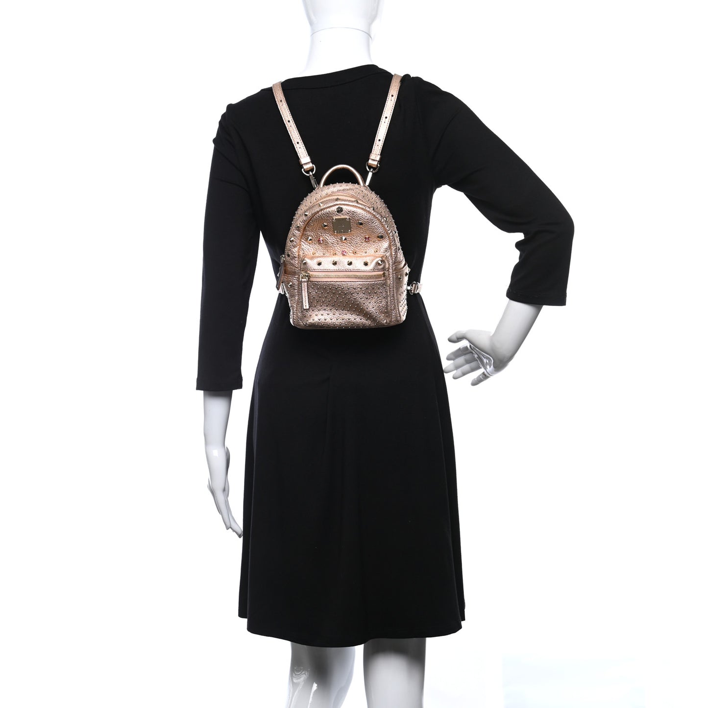 Metallic Calfskin Stud X-Mini Stark Bebe Boo Backpack Champagne Gold