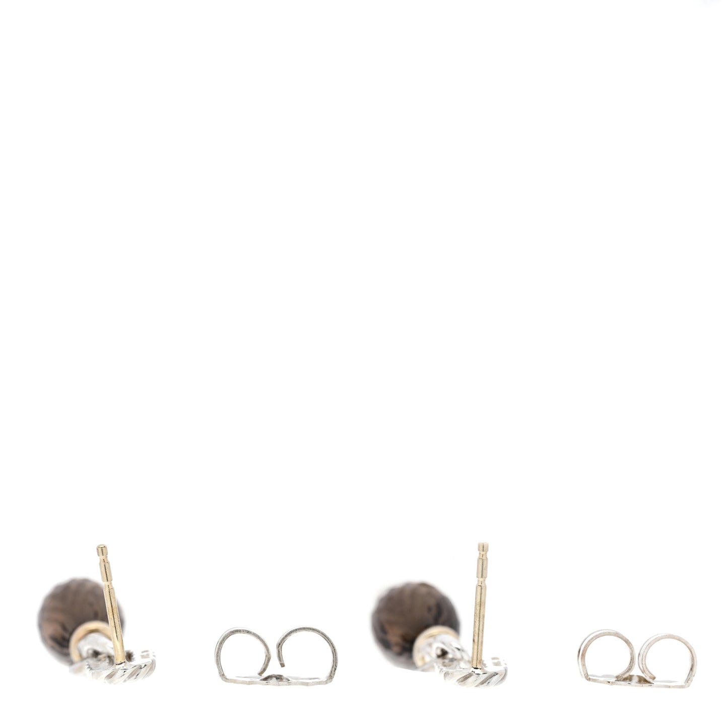 Sterling Silver 18K Yellow Gold Smoky Quartz Figaro Earrings