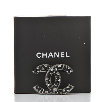 Chanel Crystal Baguette CC Brooch Black Silver 5 of 5