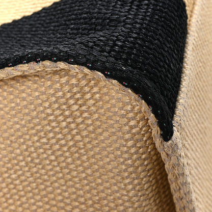 Chanel Straw Raffia Calfskin Striped Medium Deauville Tote Black Beige Ivory 10 of 11