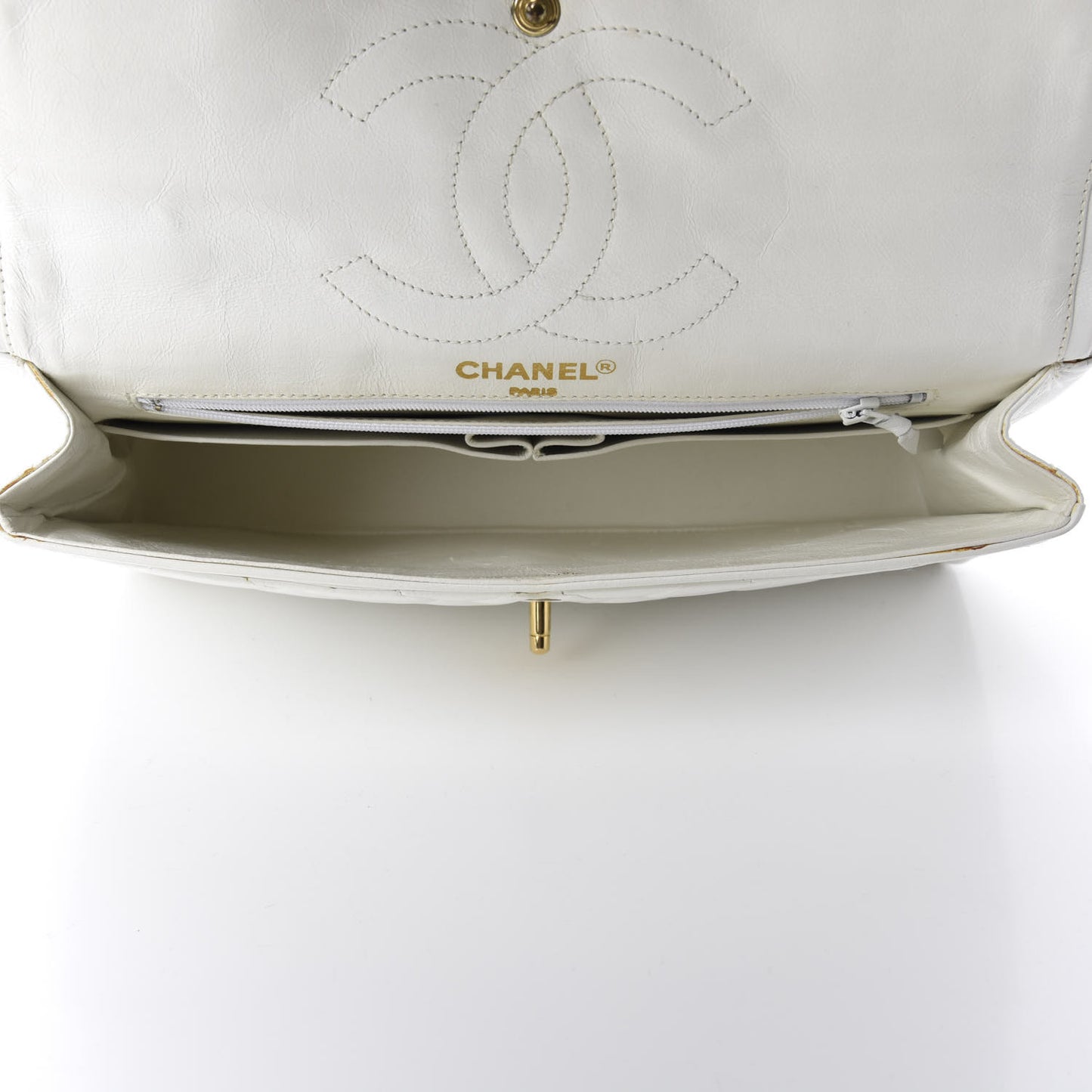 Lambskin Quilted Medium Double Flap White