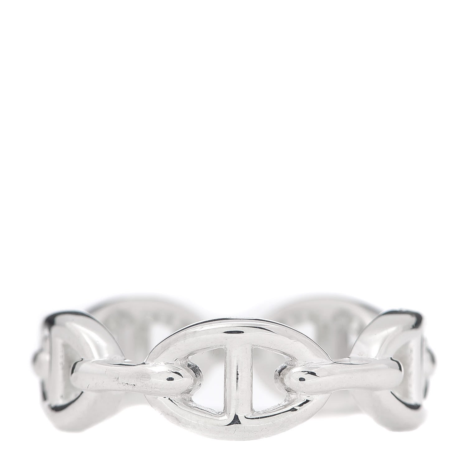 Hermes Sterling Silver PM Chaine d'Ancre Enchainee Band Ring 56 7.5 1 of 7