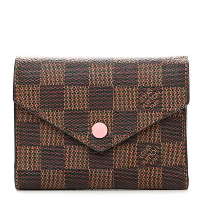 Louis Vuitton Damier Ebene Victorine Wallet Rose Ballerine 1 of 6