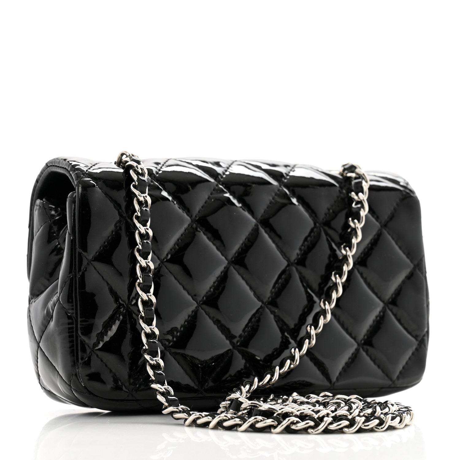 Chanel Patent Calfskin Quilted Extra Mini Rectangular Flap Black 3 of 12