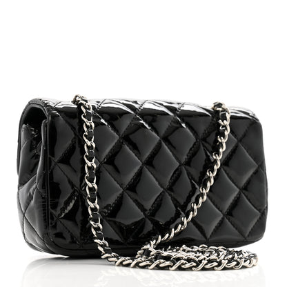 Chanel Patent Calfskin Quilted Extra Mini Rectangular Flap Black 3 of 12
