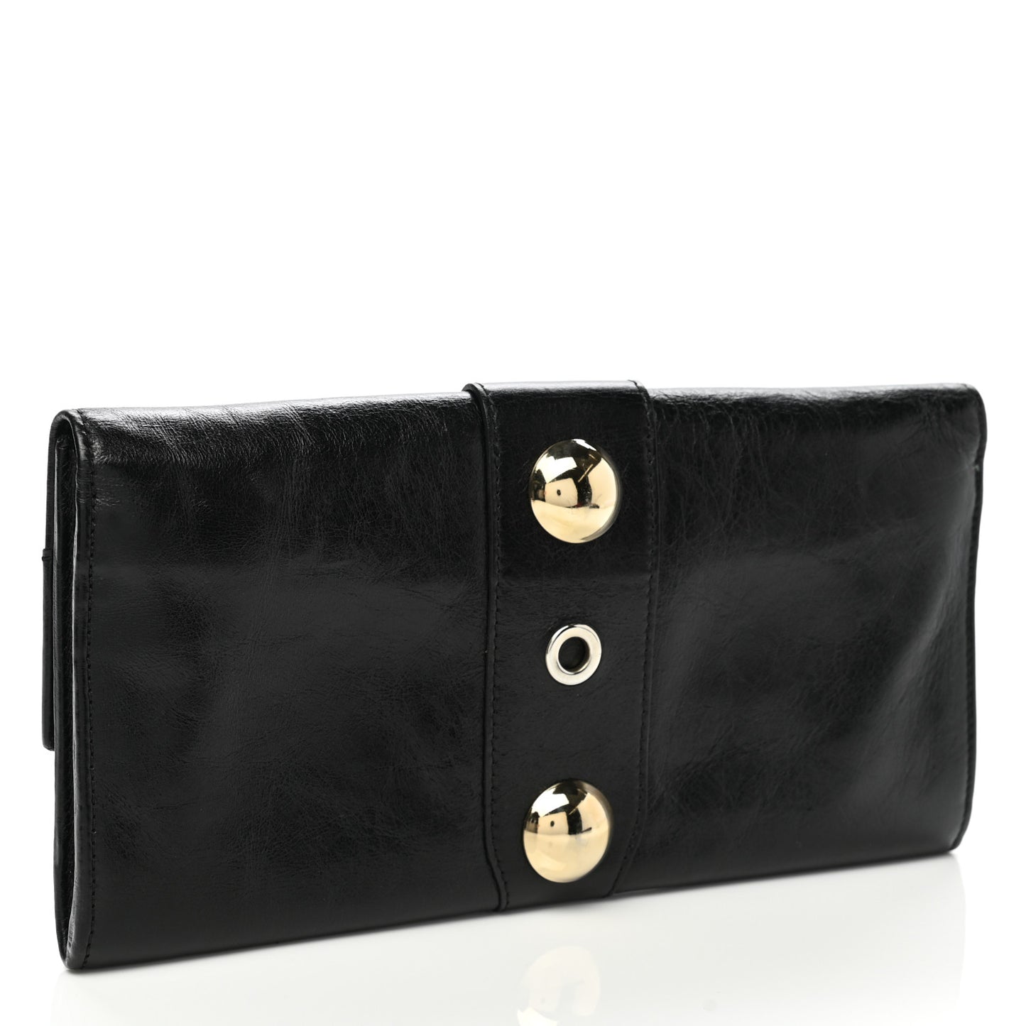 Calfskin Studded Reese Clutch Wallet Black