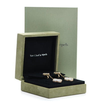 Van Cleef & Arpels 18K Yellow Gold Mother of Pearl 2 Motifs Magic Alhambra Earrings 5 of 5