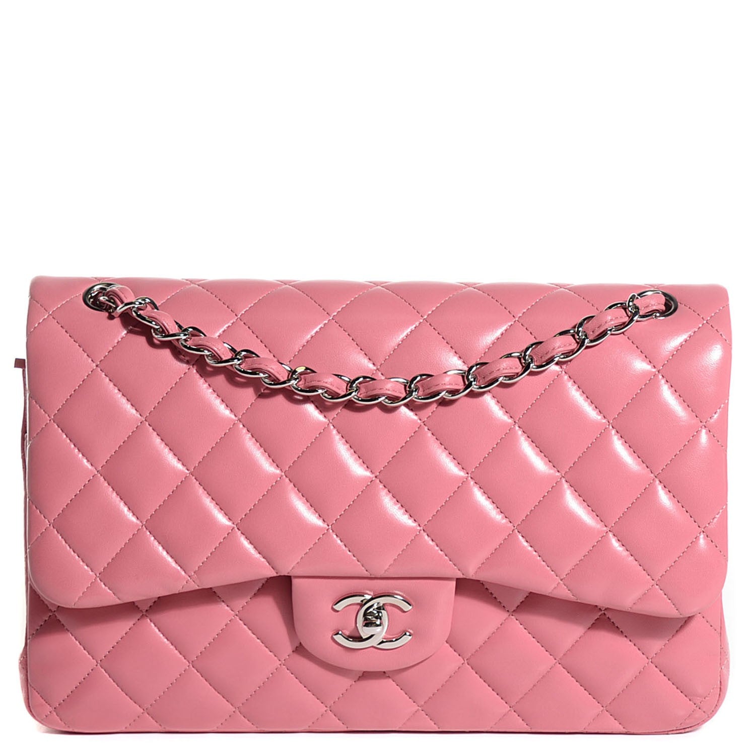 Chanel Lambskin Quilted Jumbo Double Flap Pink 1 of 9