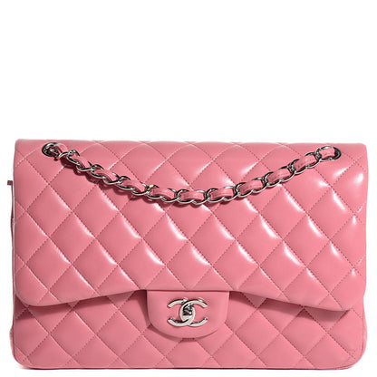Chanel Lambskin Quilted Jumbo Double Flap Pink 1 of 9