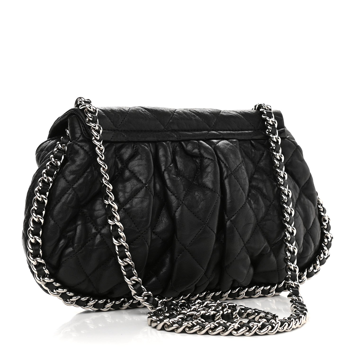 Chanel Washed Lambskin Quilted Medium Chain Around Messenger Black 3 of 9