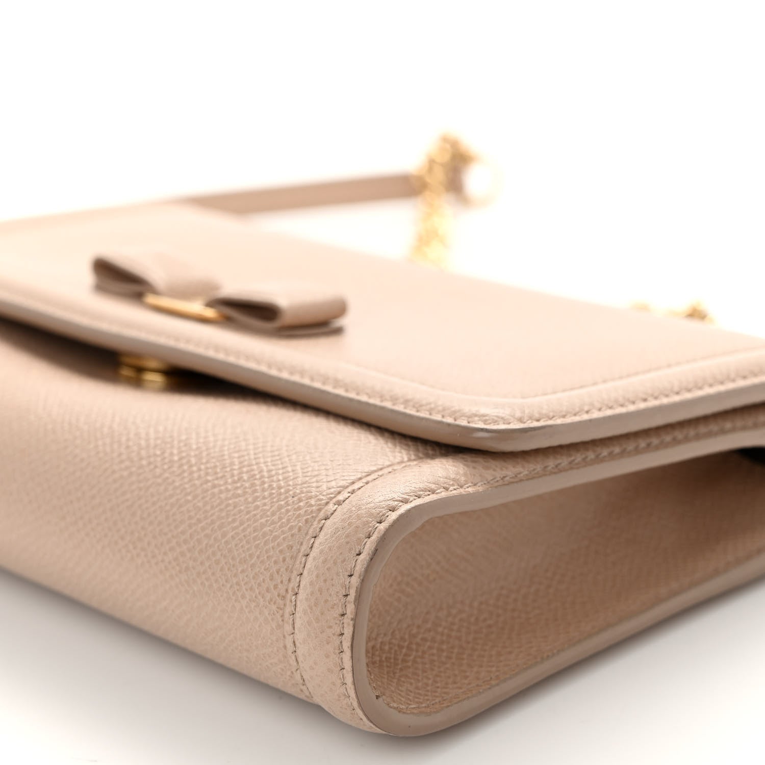 Salvatore Ferragamo Hammered Calfskin Vara Bow Minibag Beige 9 of 10