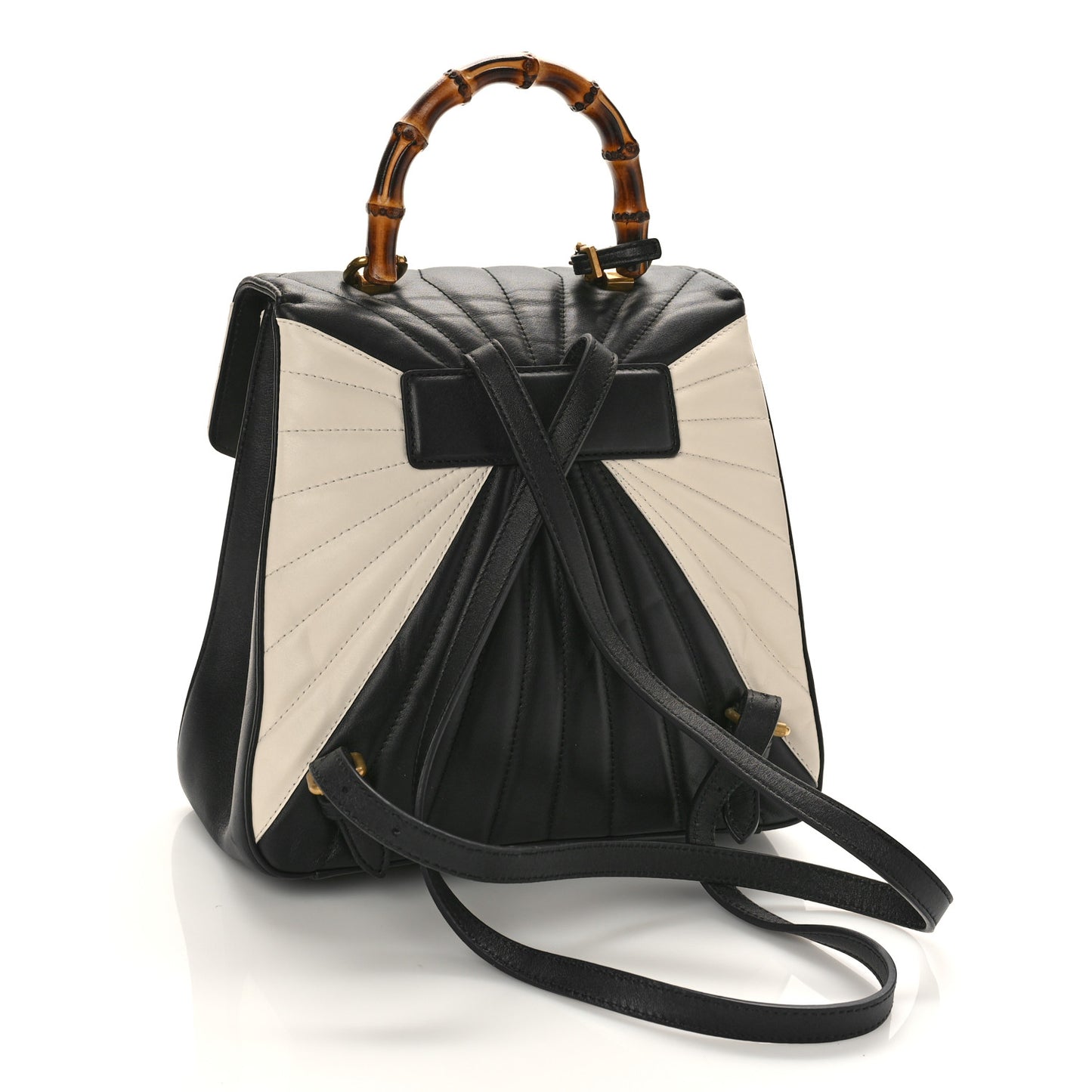 Calfskin Bamboo Trapuntata Queen Margaret Backpack Mystic White Black