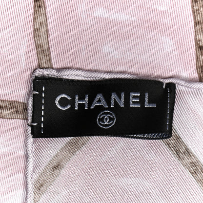 Chanel Silk CC Logo Camellia Scarf White Pink 2 of 3