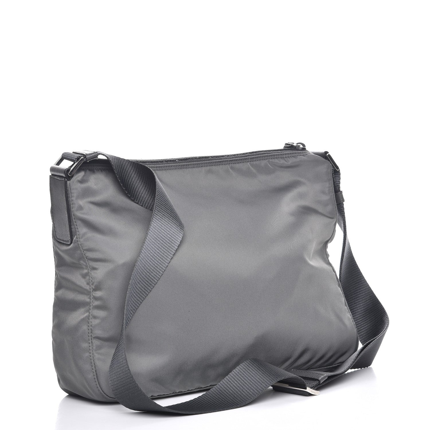 Prada Nylon Vela Flat Messenger Bag Grey 3 of 8