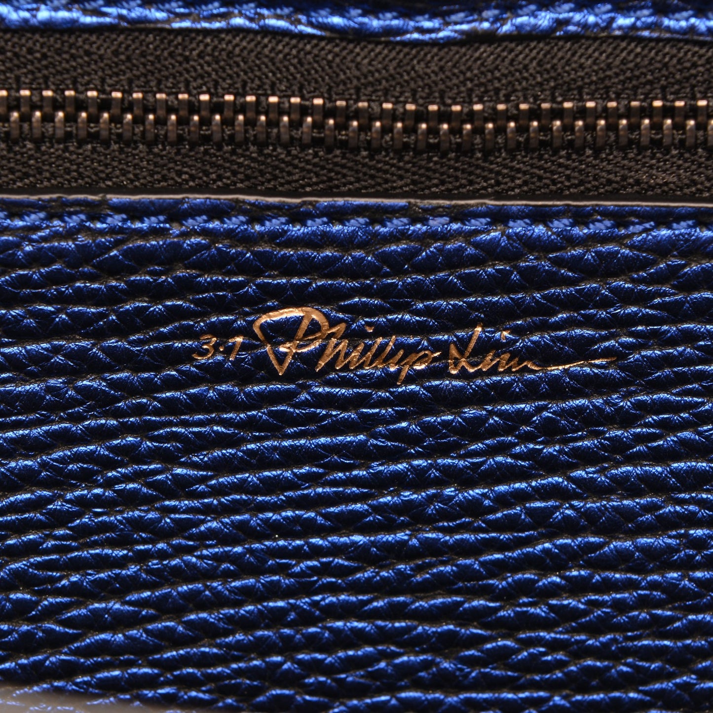 3.1 Metallic Textured Calfskin Medium Pashli Satchel Electric Blue