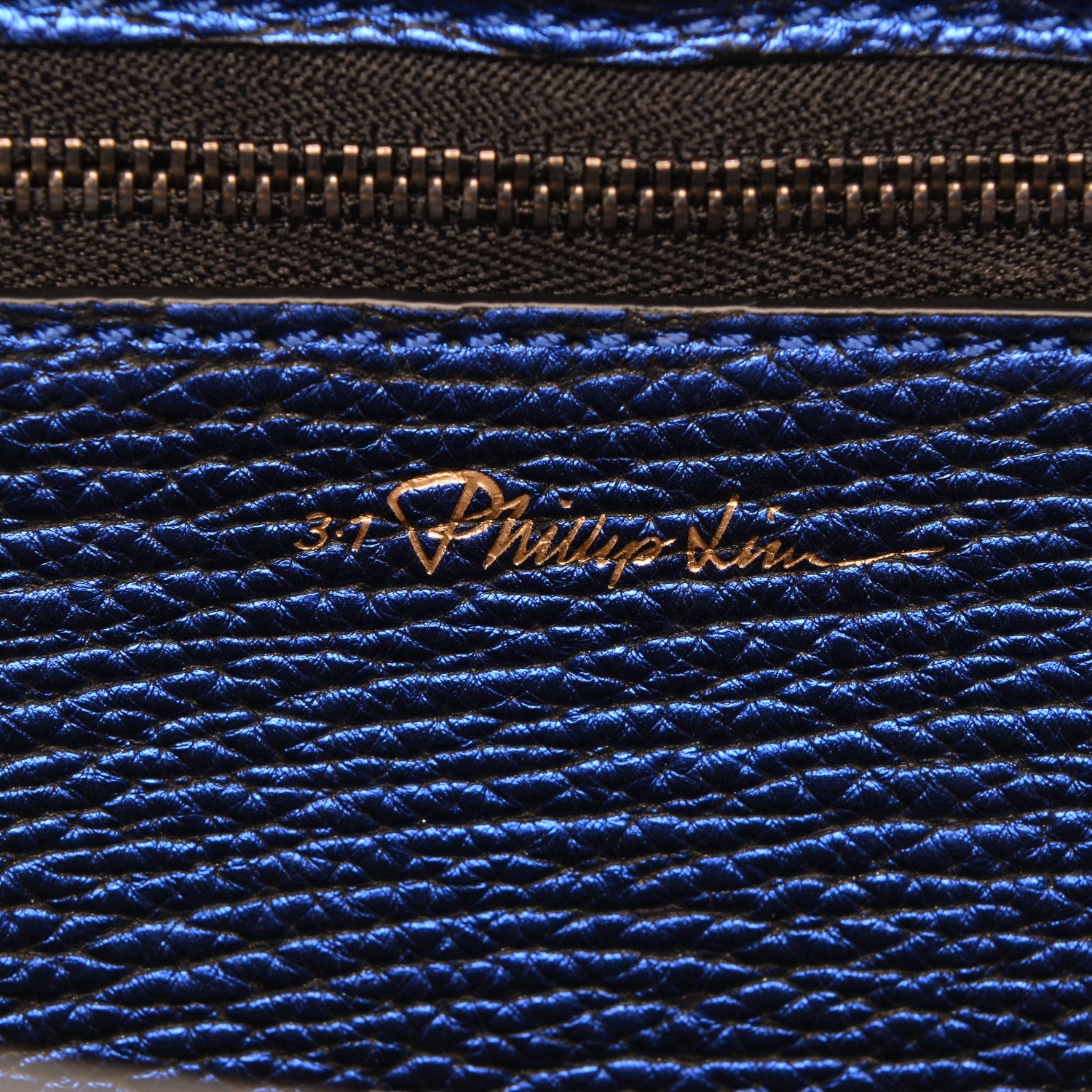 3.1 Phillip Lim 3.1 Metallic Textured Calfskin Medium Pashli Satchel Electric Blue 7 of 8