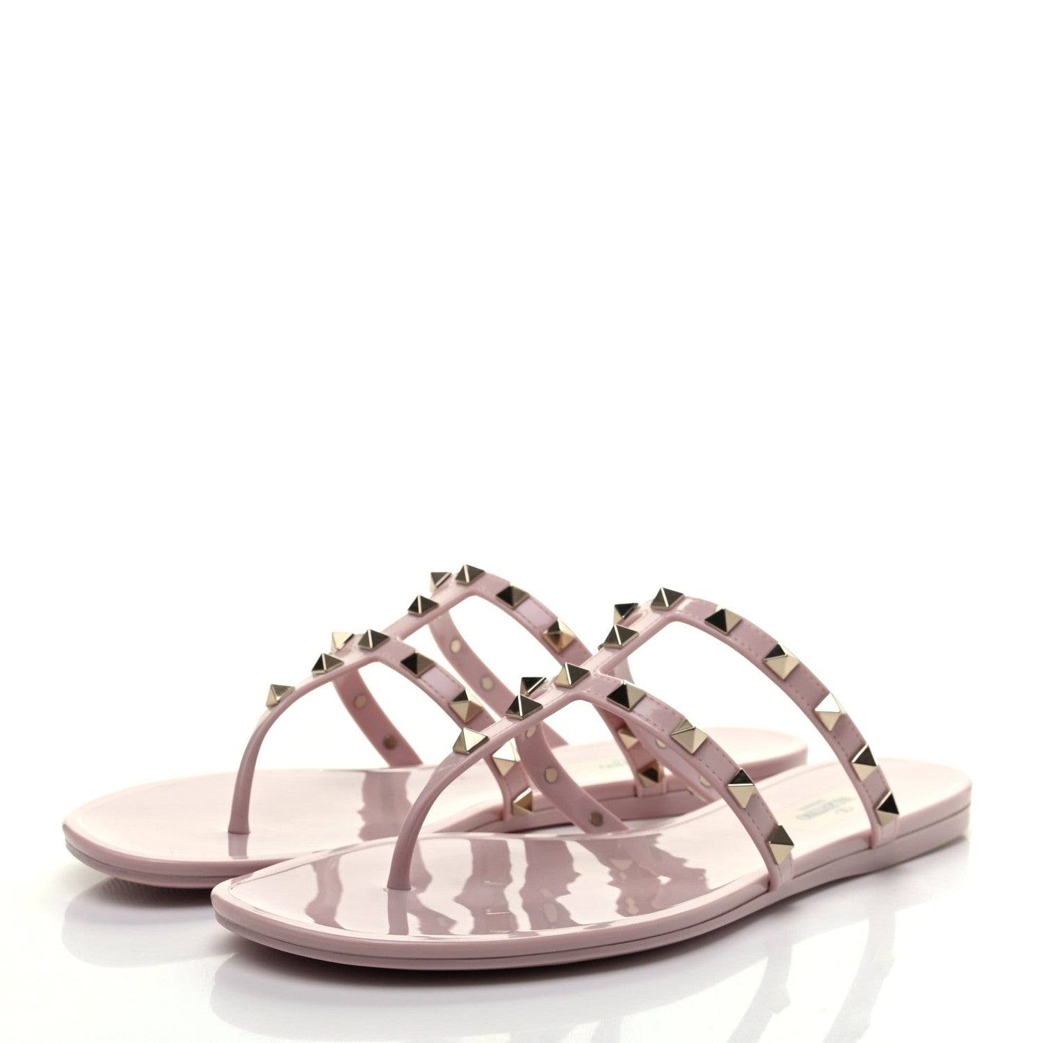 Valentino Garavani PVC Jelly Rockstud Caged Thong Sandals 40 Water Rose 3 of 8