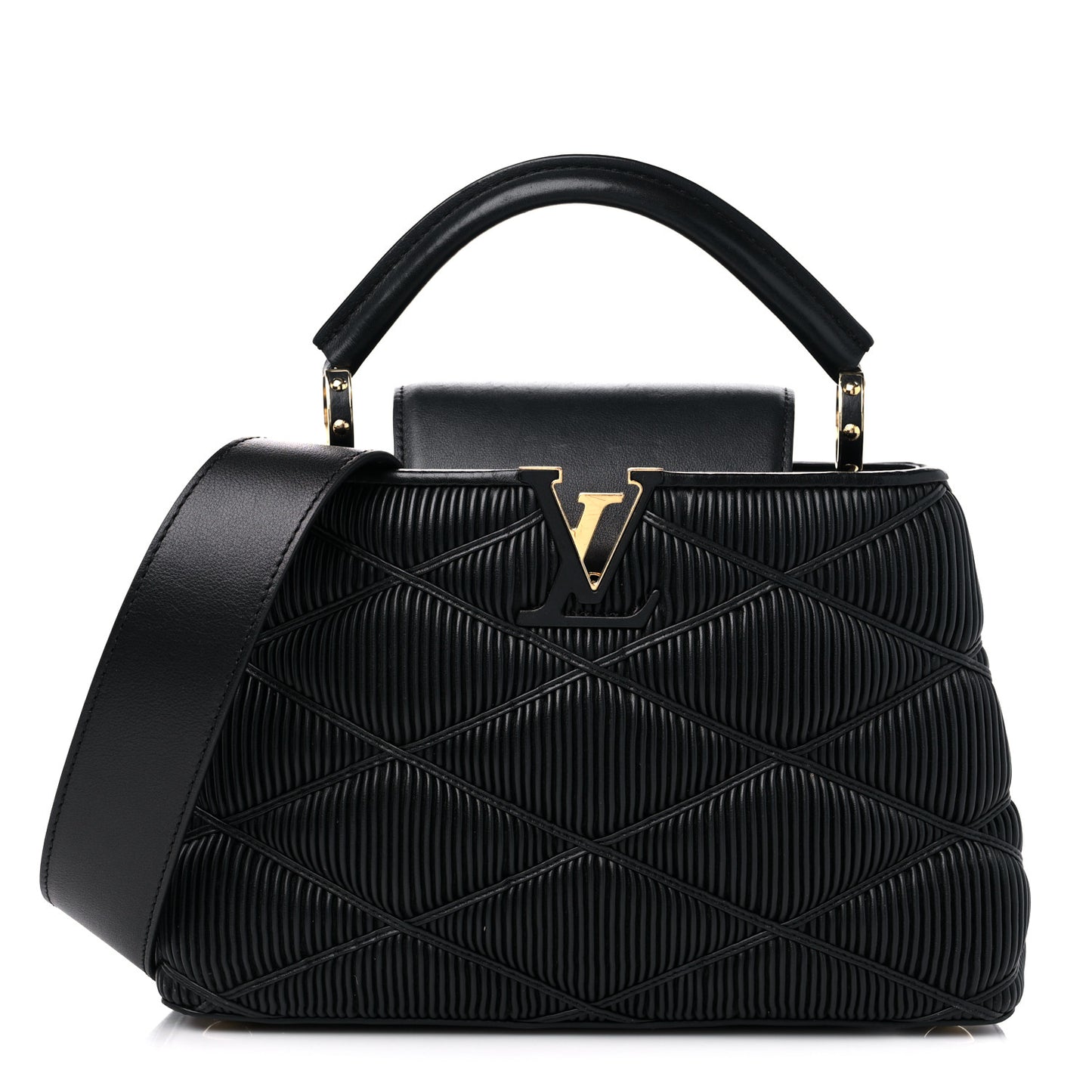 Calfskin Pleated Capucines BB Black