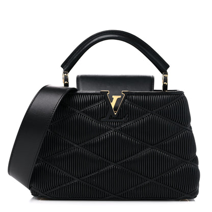 Louis Vuitton Calfskin Pleated Capucines BB Black 1 of 12
