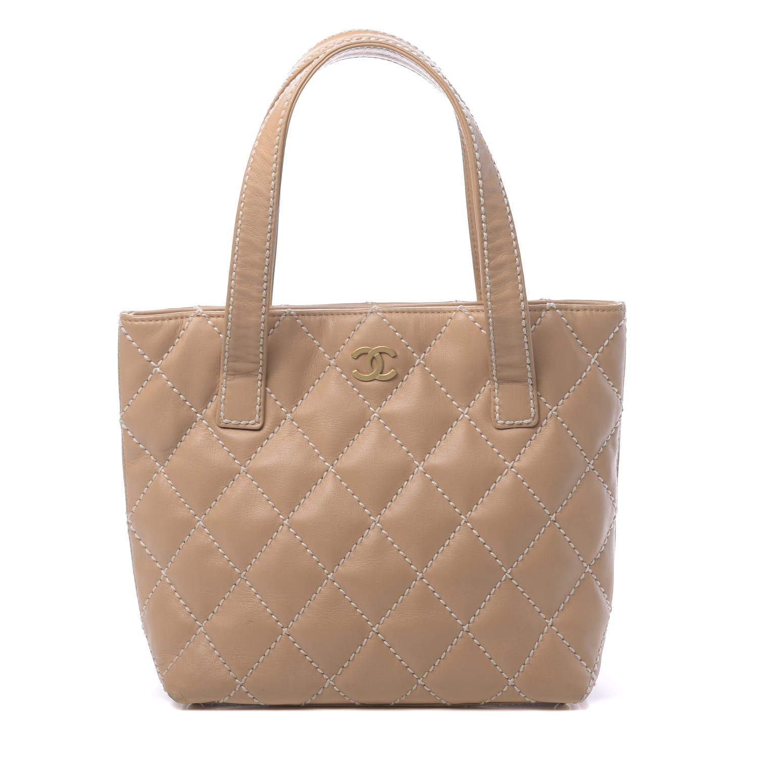 Chanel Calfskin Wild Stitch Tote Beige 1 of 12