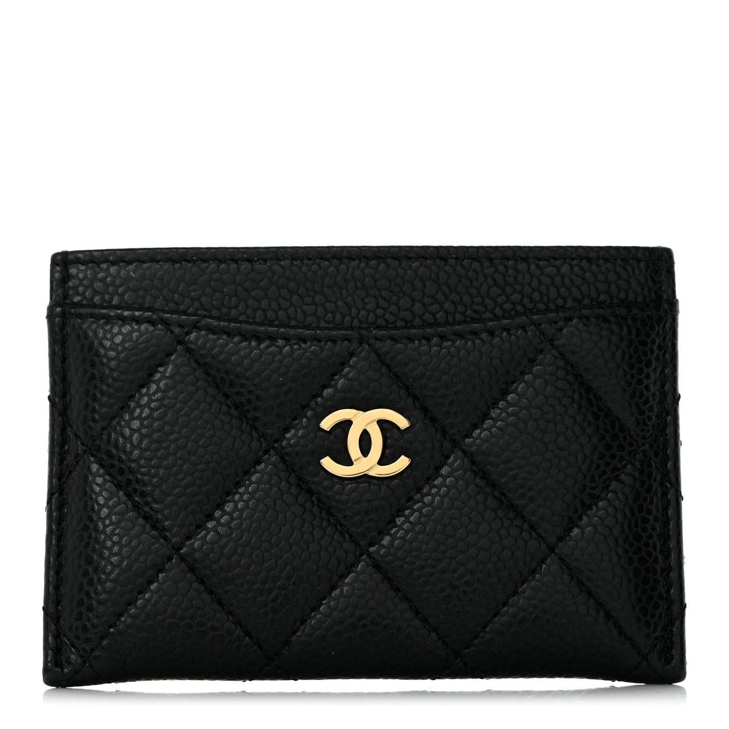 Caviar Quilted Card Holder Black