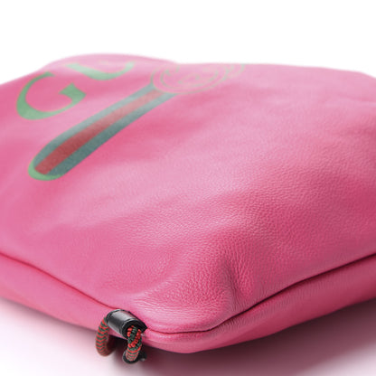 Gucci Grained Calfskin Logo Drawstring Backpack Box Pink Green Black 6 of 10