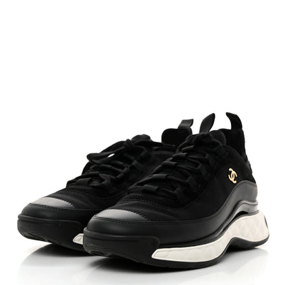 Chanel Velvet Calfskin Mixed Fibers CC Sneakers 42 Black 3 of 9