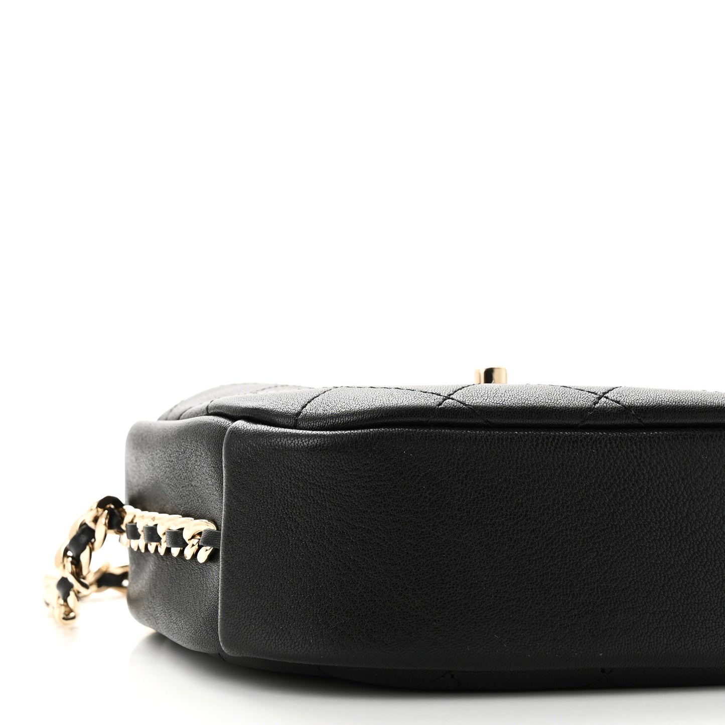 Goatskin Quilted Small Casual Trip Camera Case Black