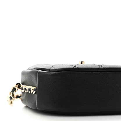 Chanel Goatskin Quilted Small Casual Trip Camera Case Black 9 of 10