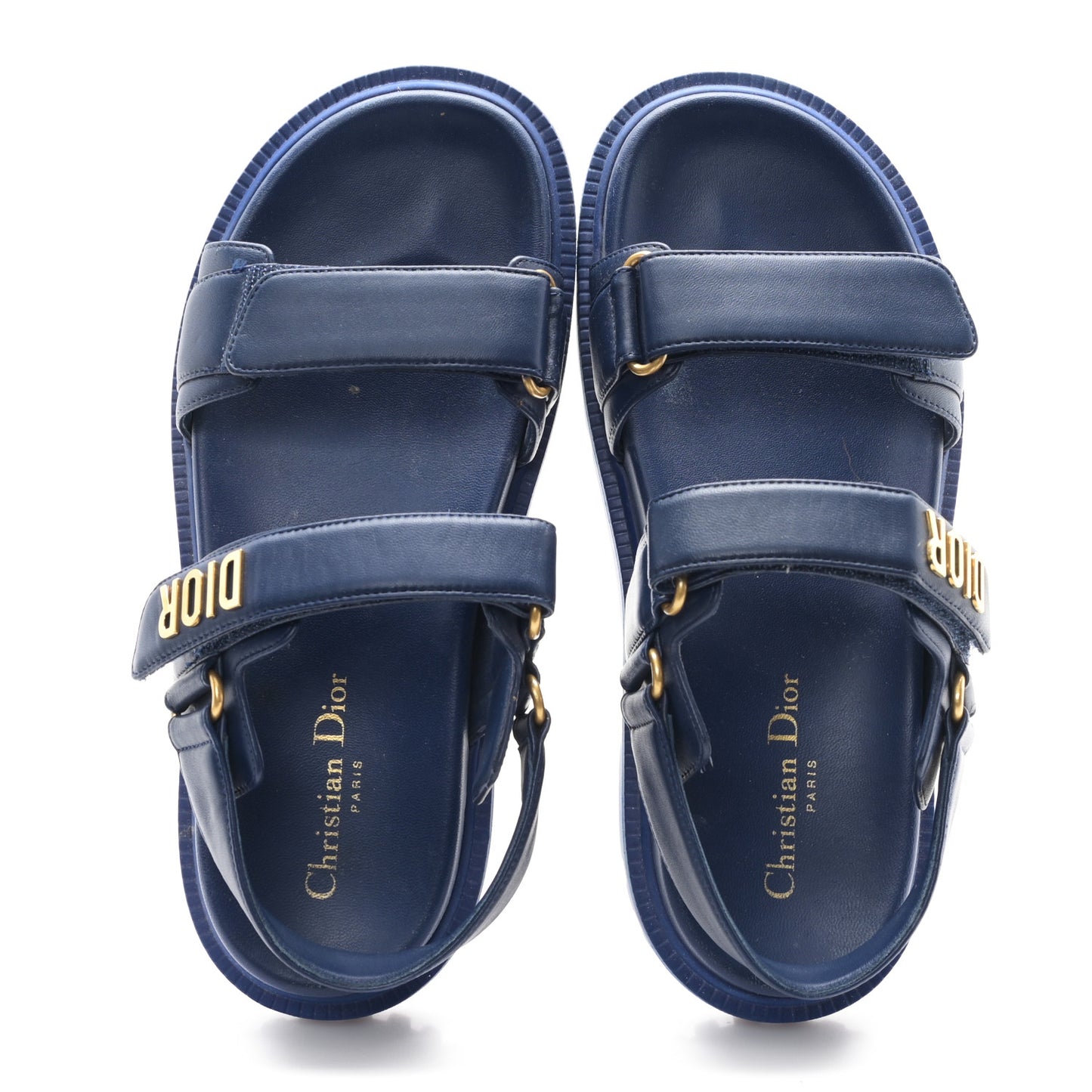 Lambskin Dioract 10mm Sandals 39 Deep Blue